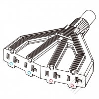 USA/Canada Flabellate connector (NEMA 5-15R/20R) Straight Blade, 4 outlets, Grounding, 2 P, 3 Wire Grounding , 10A/13A/18A/20A 125V