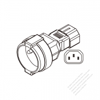 Adapter Plug, IEC 320 Sheet E to Europe France type ,3 to 3-Pin 10A 250V