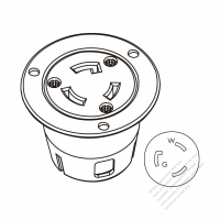 USA/Canada Locking Flanged Outlet NEMA L5-20R, 2 P 3 Wire Grounding 20A 125V