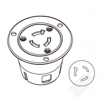 USA/Canada Locking Flanged Outlet NEMA L6-15R, 2 P 3 Wire Grounding 15A 250V