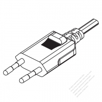 Russia 2-Pin Straight AC Plug, 2.5A 250V