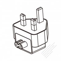 Adapter Plug, UK, Angle Type to IEC 320 C7 Female Connector 3 to 2-Pin 2.5A 250V