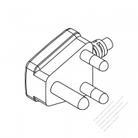 South Africa 3-Pin Angle Type AC Plug, 10A 16A 250V