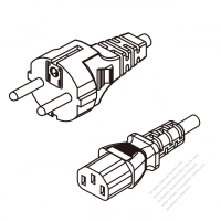 Korea 3-Pin Plug To IEC 320 C13 AC Power Cord Set Molding (PVC) 1.8M (1800mm) Black ( H05VV-F 3G 0.75mm2 )