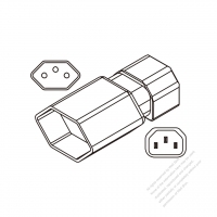 Adapter Plug, IEC 320 Sheet E to Europe Switzerland type ,3 to 3-Pin 10A 250V