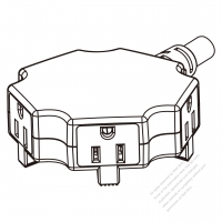 USA/Canada Octopus connector (NEMA 5-15R) Multi-outlet Connectors Straight Blade 4 outlets, 2 P, 3 Wire Grounding , 15A 125V