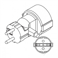 Germany 3-Pin T Shape AC Plug, 10A/16A 250V