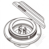 USA/Canada Locking Flanged Inlet NEMA L15-20P, 3 P 4 Wire Grounding 20A 3Ø 250V