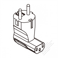 Adapter Plug, European Angle Type to IEC 320 C13 Female Connector 3 to 3-Pin 10A 250V