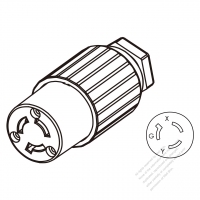 USA/Canada Twist-Lock Connector 	(NEMA L6-15R)  3-Pin Straight, 2 P, 3 Wire Grounding, 15A 250V