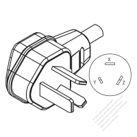 USA/Canada NEMA 11-50P, 3 P/ 3 Wire Non-Grounding, Elbow AC Plug, 50A 3Ø 250V