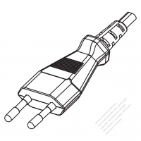 Russia 2-Pin Straight AC Plug, 2.5A 250V