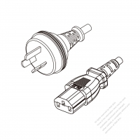 Australia 3-Pin Plug to IEC 320 C13 Power cord set (HF - Halogen free) 1.8M (1800mm) Black (H05Z1Z1-F 3X0.75MM )