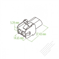 Plastic Housing 27.43mm x 14.65mm x 5.24mm 2-Pin