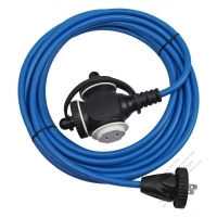 USA 2 Pin Locking Cord NEMA 1-15P Plug /1-15R Receptacle x 3（1.0MMSQ）Blue 25 or 50 FT (7.62 or 15.24M)