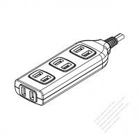 Japanese Type Power Strip 2-Pin 4 outlets, Shutter Protection 15A 125V