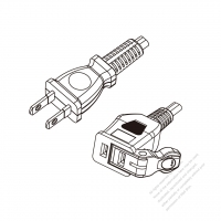 Japan 2-Pin Plug to Easy Pull 2-Pin Connector Power Cord Set (PVC) 1.8M (1800mm) Black  (VCTFK 2X0.75MM )