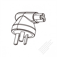 Adapter Plug, China Angle Type to IEC 320 C5 Female Connector 3 to 3-Pin 2.5A 250V