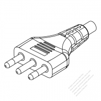 Italy 3-Pin Straight AC Plug, 16A 250V