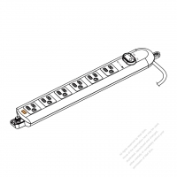 Japanese Type Power Strip 3-Pin outlet x 6, Horizontal type