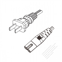 China 2-Pin Plug to IEC 320 C7 Power Cord Set (PVC) 1 M (1000mm) Black  60227 IEC 52 (RVV300/300) 2X0.75mm² )