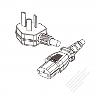 China 3-Pin Angle Type Plug to IEC 320 C13 Power Cord Set (PVC) 1.8M (1800mm) Black  60227 IEC53(RVV) 3C*0.75, (round) )