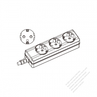 Germany Type Power Strip outlet x 3, 3-Pin 16A 250V