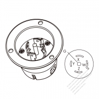 USA/Canada Locking Flanged Inlet NEMA L21-20P, 4 P 5 Wire Grounding 20A 3Ø 120V/208V