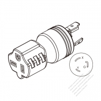 Adapter Plug, NEMA L6-20P Twist Locking to 6-20R, 2 P, 3 Wire Grounding, 3 to 3-Pin 20A 250V