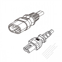 Europe 2-Pin IEC 320 Sheet C Plug to C7 Power Cord Set (PVC) 1.8M (1800mm) Black  (H05VVH2-F 2X0.75MM )