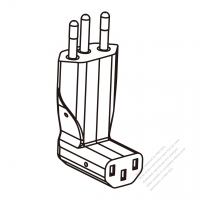 Adapter Plug, Brazilian Angle Type to IEC 320 C13 Female Connector 3 to 3-Pin 10A 250V