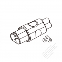 Adapter Plug, IEC 320 Sheet A Inlet to C5 Female Connector (For Laptop), 3 to 3-Pin