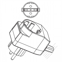 Germany 3-Pin T Shape AC Plug, 10A/16A 250V