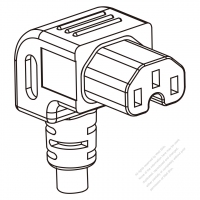 UK IEC 320 C15 Connectors 3-Pin Angle 10A 250V