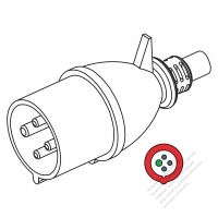 IEC 309 (3P+E ) IP 44 Splash proof AC Plug, 32A 380V to 440V (3H)