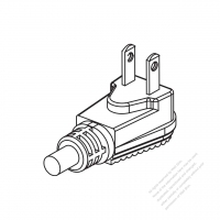 USA/Canada NEMA 1-15P Elbow AC Plug, 2 P/ 2 Wire Non-Grounding, elbow AC Plug, 15A 125V