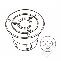 USA/Canada Locking Flanged Outlet NEMA L15-20R, 3 P 4 Wire Grounding 20A 3Ø 250V