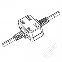 USA/Canada Multi-outlet AC Connector (NEMA 1-15R) Straight Blade 2 outlet, 2 P, 2 Wire Non-Grounding15A 125V