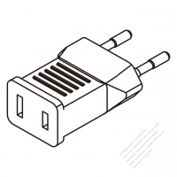 European Adapter Plug to NEMA 1-15R Connector 2 to 2-Pin