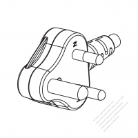 South Africa 3-Pin Angle Type AC Plug, 10A 16A 250V