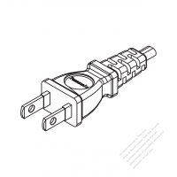 Taiwan/ Japan 2-Pin 2 wire Straight AC Plug, 7A~15A 125V