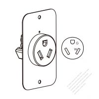 USA/Canada Flush Mount Receptacle NEMA 7-20R, 2 P 3 Wire Grounding 20A 277V