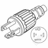 USA/Canada NEMA 14-20P 3 P/ 4 Wire Grounding Straight AC Plug, 20A 25V/250V