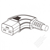Europe IEC 320 C19 Connectors 3-Pin Angle (Right) 16A 250V