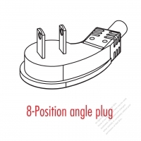 Taiwan/ Japan 2-Pin 2 wire Angle Type AC Plug, 7~15A 125V