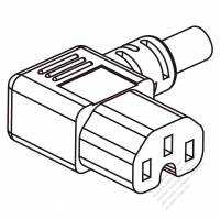 Taiwan IEC 320 C15 Connectors 3-Pin Angle (Left) 7A 10A 125V