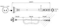 Australia 2-Pin Plug To IEC 320 C7 AC Power Cord Set Molding (PVC) 1.8M (1800mm) Black ( H03VVH2-F 2X 0.75mm² )