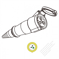 IEC 309 Connector 3-Pin 2P 3W, IP 44 Splash proof Connector (4H)16A 250V