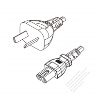 Argentina 2-Pin Plug to IEC 320 C7 Power Cord Set (PVC) 1.8M (1800mm) Black  (H05VVH2-F 2X0.75MM )