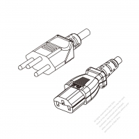 Switzerland 3-Pin Plug to IEC 320 C13 Power Cord Set (PVC) 1.8M (1800mm) Black  (H05VV-F 3G 0.75MM2 )